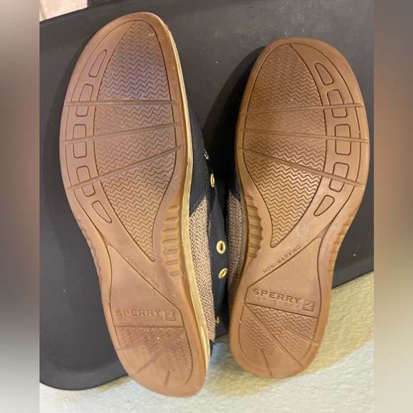 Sperry Iconic Boat Shoe Navy Leather Upper Textured Fabric Contrast K-13 S Sz 9M - Picture 14 of 15